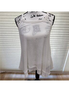 White Ribbed Sleeveless Women's Top